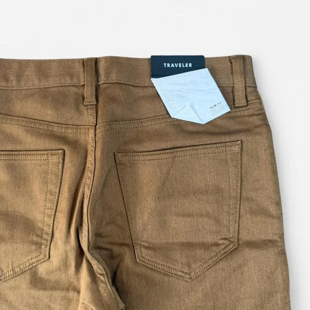 NWT Banana Republic Brown 5 Pocket Traveler Slim Fit Pants‎ Size 28x28
